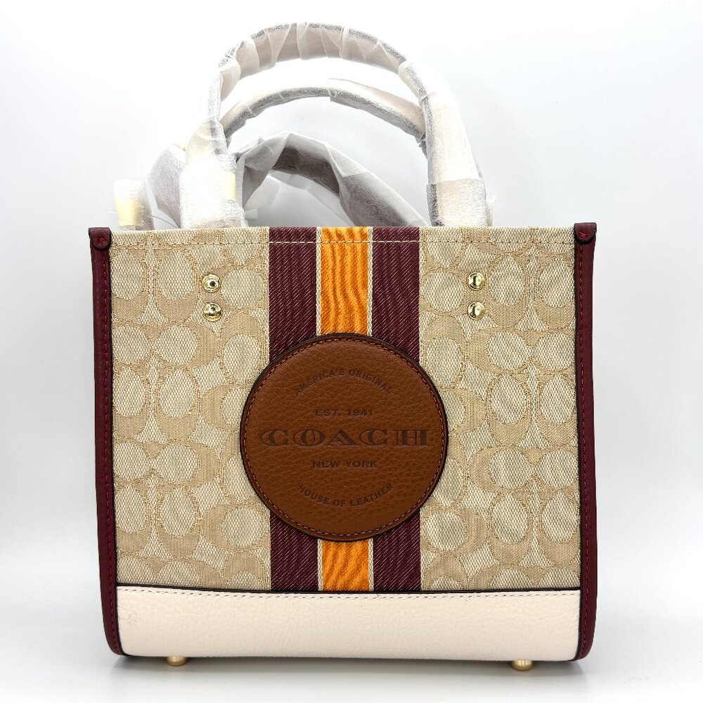 NEW Coach Dempsey Tote  Signature Jacquard With Stripe & Coach Patch